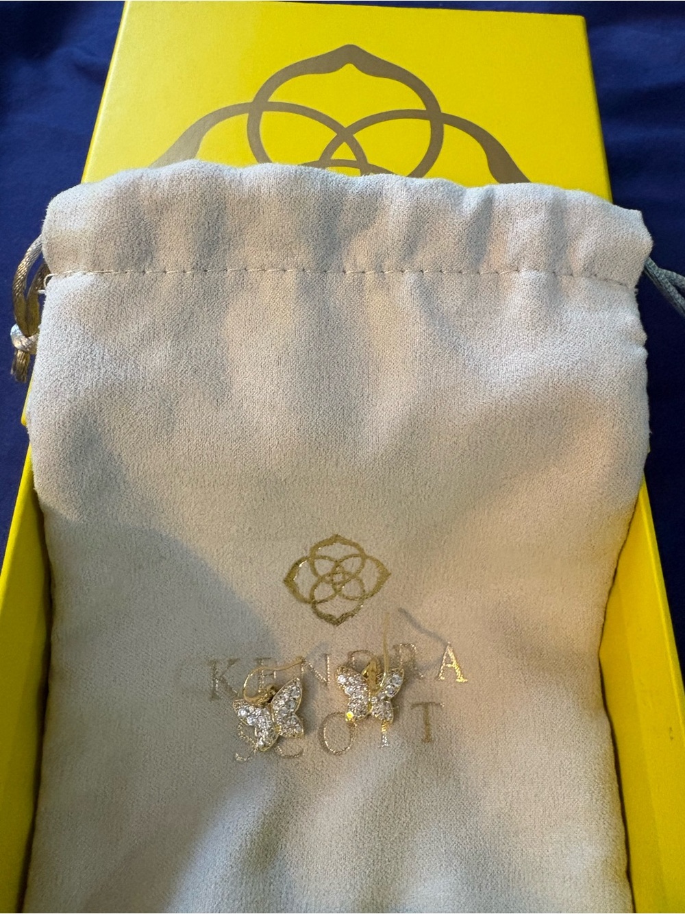Kendra Scott Gold Butterfly Stud Earrings - White Crystal Pave